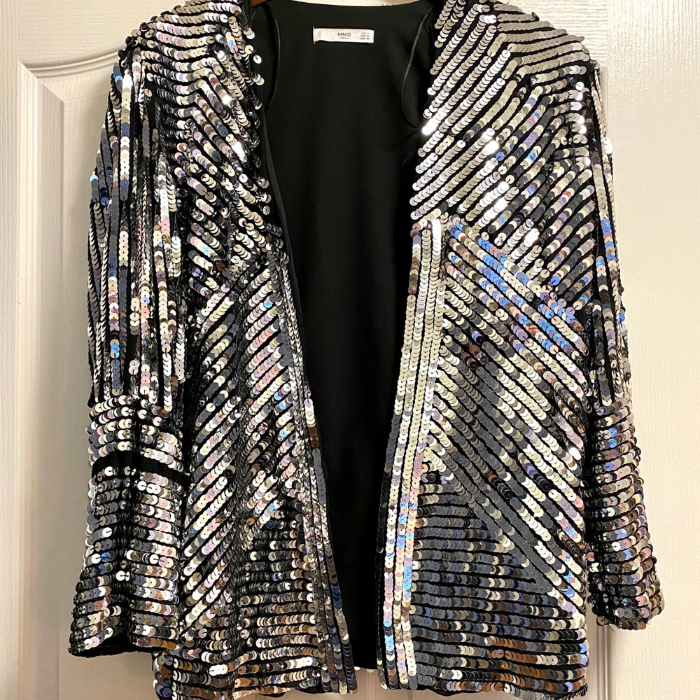 Mango Silver Sequins Blazer 💎
